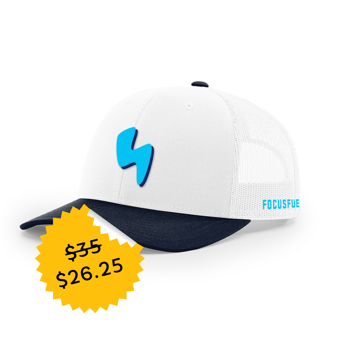 Crash Free Club Trucker Hat – White & Navy